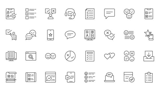 Survey feedback, testimonial line icons. For website marketing design, logo, app, template, ui, etc. vector