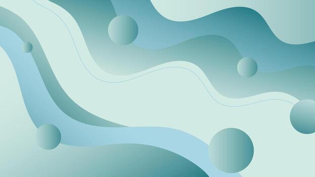 Modern abstract blue background featuring fluid gradient waves and floating 3D spheres, perfect for web design, posters, presentations, banners, and digital creative projects vector