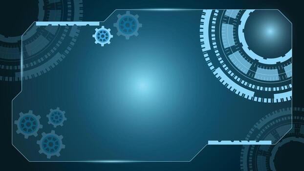 alto tecnología antecedentes presentando resumen engranajes y futurista máquina interfaz en azul tonos, ideal para innovación, ingeniería, digital, y industrial temática proyectos vector