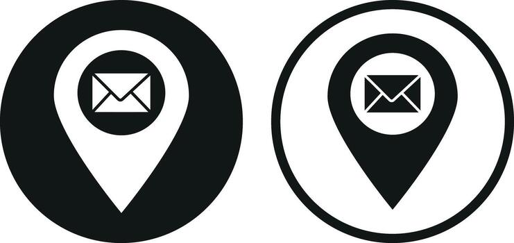 map pointer with mail icon set in two styles . Mail location icon . illustration vector