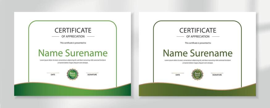 Professional Green Gradient Certificate of Appreciation Template Editable Modern Design for Awards and Recognition vector