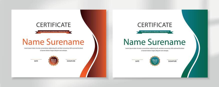 Modern Ribbon Style Certificate of Appreciation Template Editable Award Design with Elegant Wave Background vector