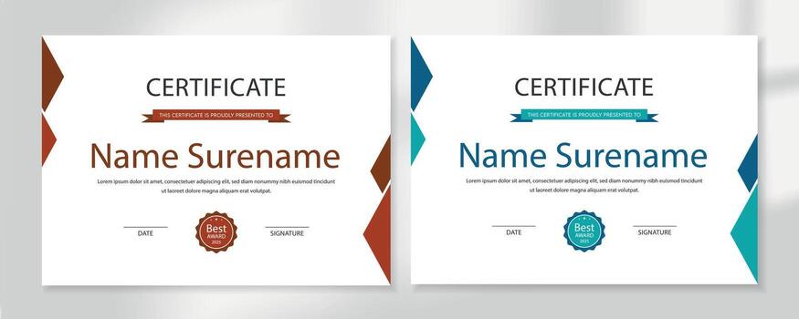 Editable Modern Certificate Template with Blue and Brown Wave Design Minimal and Professional Layout vector