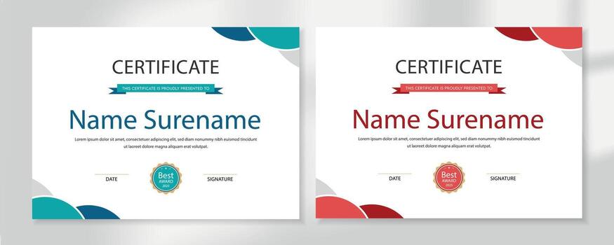 Modern Editable Certificate Template with Blue and Red Corner Design Minimal Professional Layout for Award Training vector