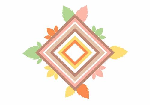 Geometric Diamond Pattern with Pastel Leaves, Abstract Design Element vector