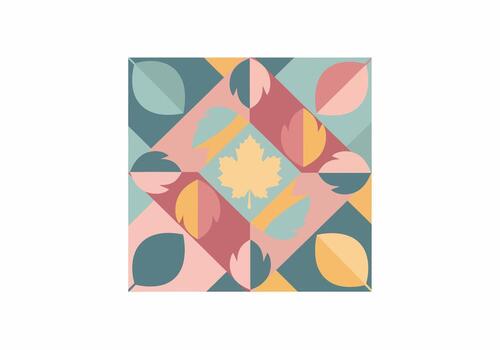 simétrico geométrico modelo de otoño hojas en apagado tonos con un central arce hoja. vector