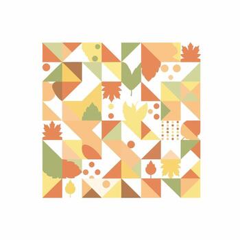 Abstract Autumnal Pattern with Leaves and Triangles vector
