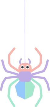 pastel de colores araña colgando desde un cadena. vector