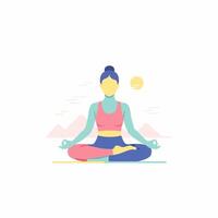 sereno mujer en loto pose, pacífico yoga meditación ilustración. vector