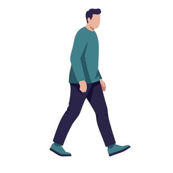 hombre caminando en casual ropa ilustración demostración movimiento y estilo en sencillo diseño vector