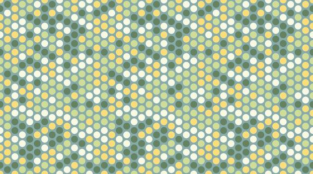 Abstract pasteltoned polka dot pattern. Diagonal lines of soft green, yellow, and white circles create a dynamic, textured design. Ideal for website backgrounds, textile prints, and playful branding. vector