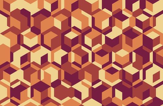 Abstract geometric seamless pattern. Intricate design of interlocking cubes in earthy tones creates a visually captivating texture. vector