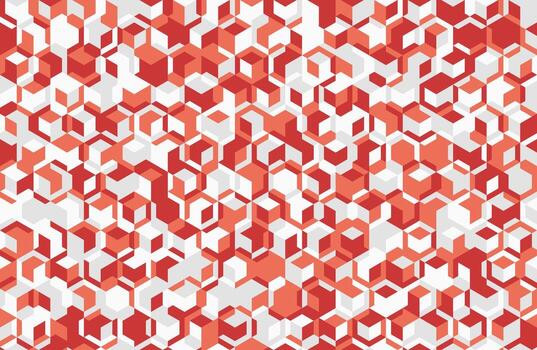 Abstract geometric pattern. Red and white cube mosaic. Modern, dynamic design ideal for backgrounds, textiles, or website design. Represents energy, complexity, or technology. vector