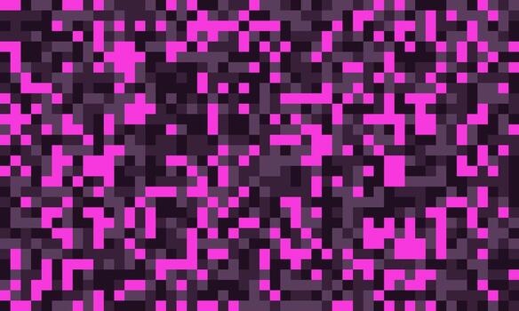 Abstract pixel art background. Vibrant pink and dark purple squares create a dynamic, digital camouflage effect. Perfect for tech, gaming, or futuristic designs. vector