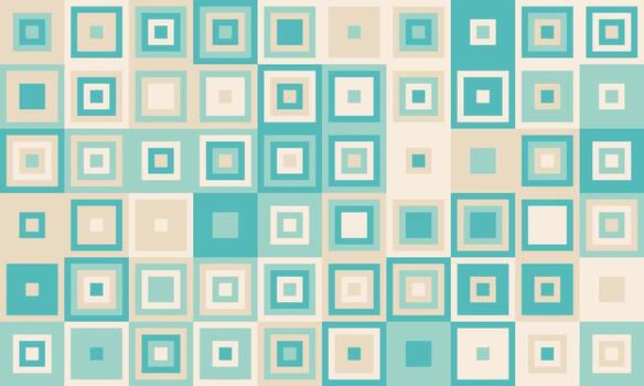 Abstract geometric pattern. Subtle teal and beige squares create a calming, modern design ideal for backgrounds, website banners, or textile prints. vector