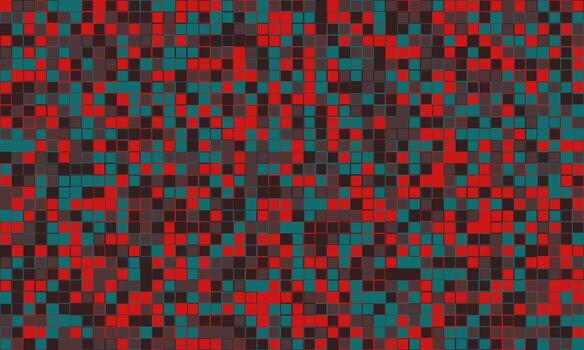 Abstract mosaic background with red, teal, and dark grey squares. Ideal for website banners, tech presentations, or modern design projects. Represents data, technology, or digital concepts. vector
