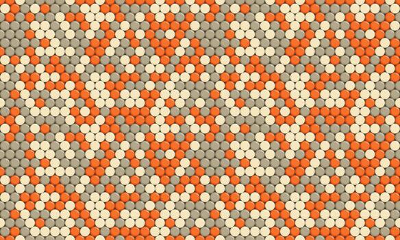 Abstract geometric pattern of orange and gray circles, creating a dynamic, textured background ideal for websites, presentations, or textile designs. vector