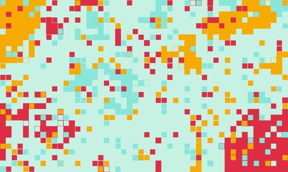 Abstract pixel art background with vibrant teal, red, and orange hues. Perfect for tech, digital, or modern design projects. Evokes feelings of energy, data flow, or connectivity. vector