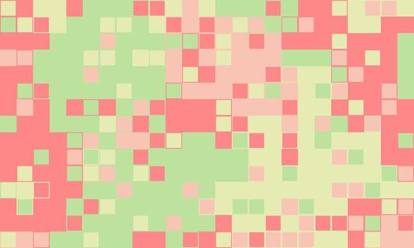 Abstract pastel mosaic background. Soft, blended squares in pink, green, and beige create a calming, modern design. Perfect for websites, presentations, or textile prints. vector