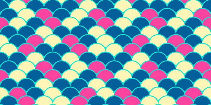 Vibrant fish scale pattern in teal, pink, and cream. Perfect for textiles, website backgrounds, or playful branding. vector