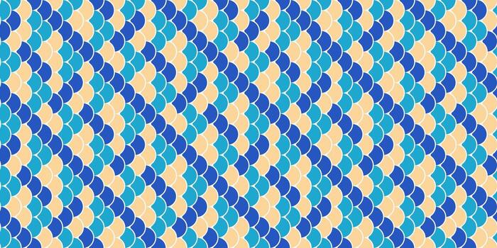 Vibrant seamless pattern of interlocking semicircles in teal and peach. Ideal for textile design, wallpaper, website backgrounds, and packaging. vector