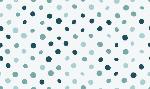 resumen sin costura modelo con dispersado verde azulado y azul puntos en un blanco antecedentes. Perfecto para textil huellas dactilares, fondo de pantalla, sitio web antecedentes, y juguetón marca. vector