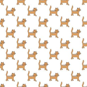 sin costura modelo con gato garabatear para decorativo imprimir, envase papel, saludo tarjetas, fondo de pantalla y tela gracioso bosquejo vector