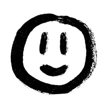 pencil Simple hand drawn happy emoji Smile face doodle Single element for print, web, design, decor vector