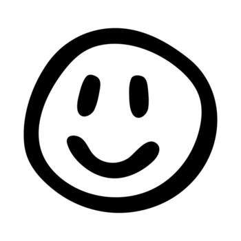 Simple hand drawn happy emoji Smile face doodle Single element for print, web, design, decor character vector