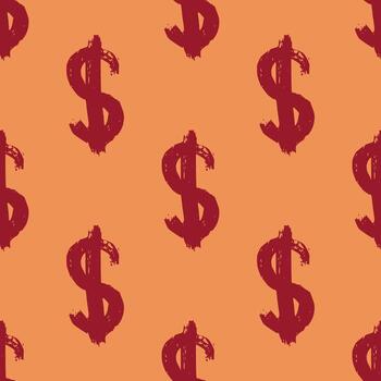 funny sketch Seamless pattern with dollar currency symbol for decorative print, wrapping paper, greeting cards, wallpaper and fabric vector