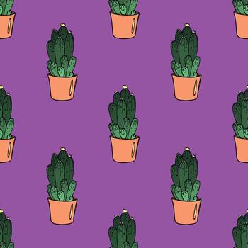 gracioso bosquejo sin costura modelo con cactus garabatear para decorativo imprimir, envase papel, saludo tarjetas y tela vector