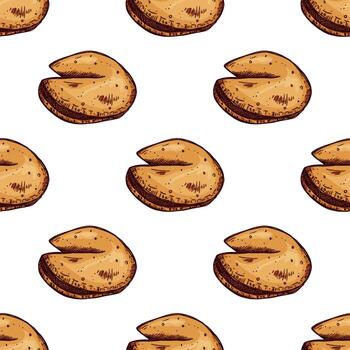 sin costura modelo con fortuna galletas para decorativo imprimir, envase papel, saludo tarjetas, fondo de pantalla y tela gracioso bosquejo vector