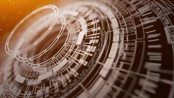 Cyclical animation of futuristic digital rings and circuits. Rotating abstract circles with Hi Tech, Sci Fi design perfect for modern technology backgrounds. Looped motion. video
