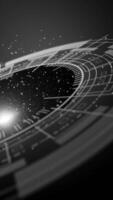 Abstract loop animation featuring a circular digital interface with shining space like particles, ideal for cosmic, Sci Fi, and tech projects. video
