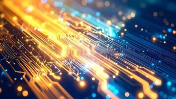 en bakgrund textur av digital kretsar med ljus blöda video