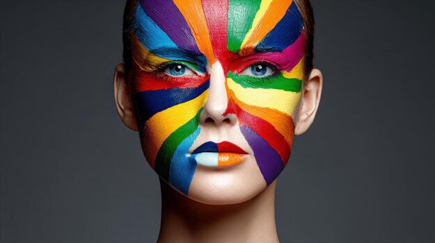 Vibrant face paint with colorful patterns photo