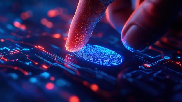 Finger, scan, futuristic, tech, security, digital, background, authentication photo