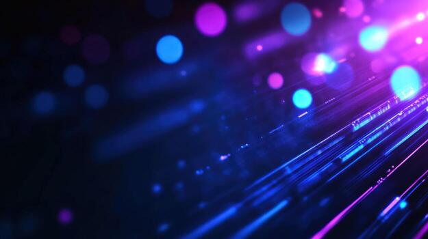 Abstract neon light streaks, bokeh background, digital art, website header photo