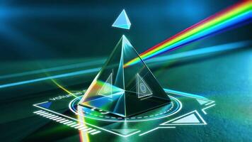 luz dispersão através uma triangular prisma criando uma arco Iris video