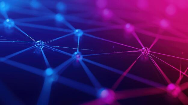 Abstract network connection, glowing nodes, dark background, digital concept photo