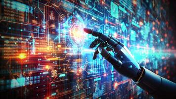 robot hand interagera med trogen gränssnitt och data analys koda video