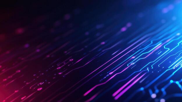 Abstract digital circuit board glowing lines, technology background, futuristic design photo