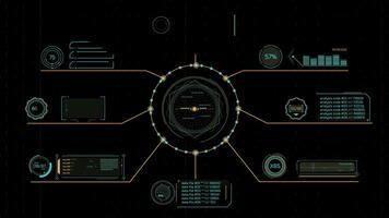 animado tela com uma sistema do diverso dados em processamento video
