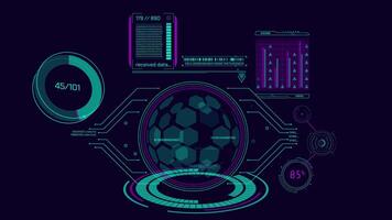 animato interfaccia con hud e Infografica elementi con dati trasformazione video