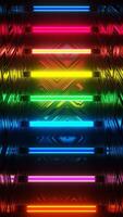 neón brillante luces son multicolor. vertical. vj lazo video
