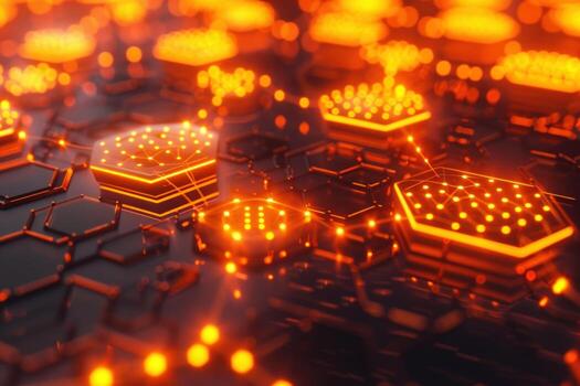 Glowing Hexagon Network, Abstract Data, Futuristic Background, Technology Concept photo