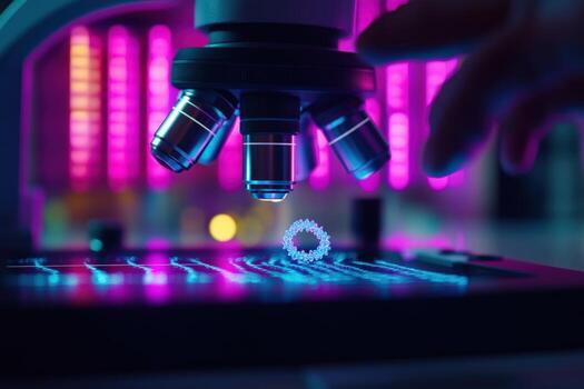 Microscopic analysis of 3Dprinted object in lab photo