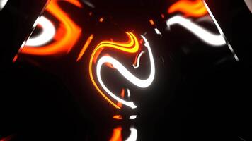 vit och orange psychedelic neon kärna i oändlig tunnel bakgrund vj slinga i 4k video