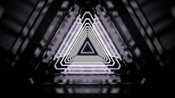 White Neon Pulsating Triangular Cyber Tunnel Background VJ Loop in 4K video