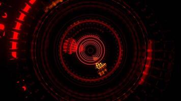 röd och orange rörelse inuti reaktor med pulserande neon energi bakgrund vj slinga i 4k video